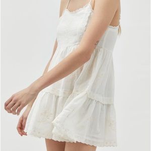 UO HANNA Embroidered Mini Dress in white
